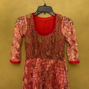 Golden/Red/Pink embroidered dress for any occasion!